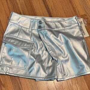 No Boundaries Metallic Silver Women's Cargo Shorts